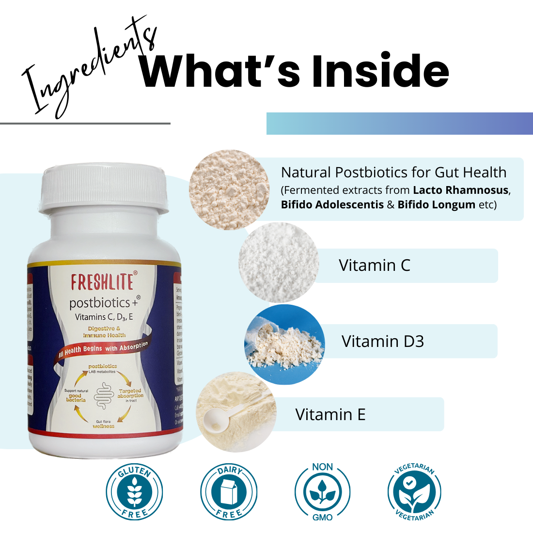DAILY GUT HEALTH SUPPORT | High-Strength Vegan Postbiotics with Vitamins C, D3 & E | Effective Relief from IBS, Diarrhoea, Bloating & Irregularity | Advanced Digestive Support Beyond Pre & Probiotics