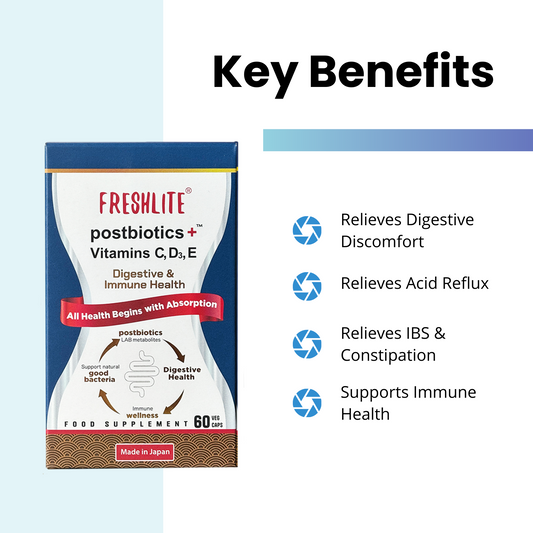 DAILY GUT HEALTH SUPPORT | High-Strength Vegan Postbiotics with Vitamins C, D3 & E | Effective Relief from IBS, Diarrhoea, Bloating & Irregularity | Advanced Digestive Support Beyond Pre & Probiotics