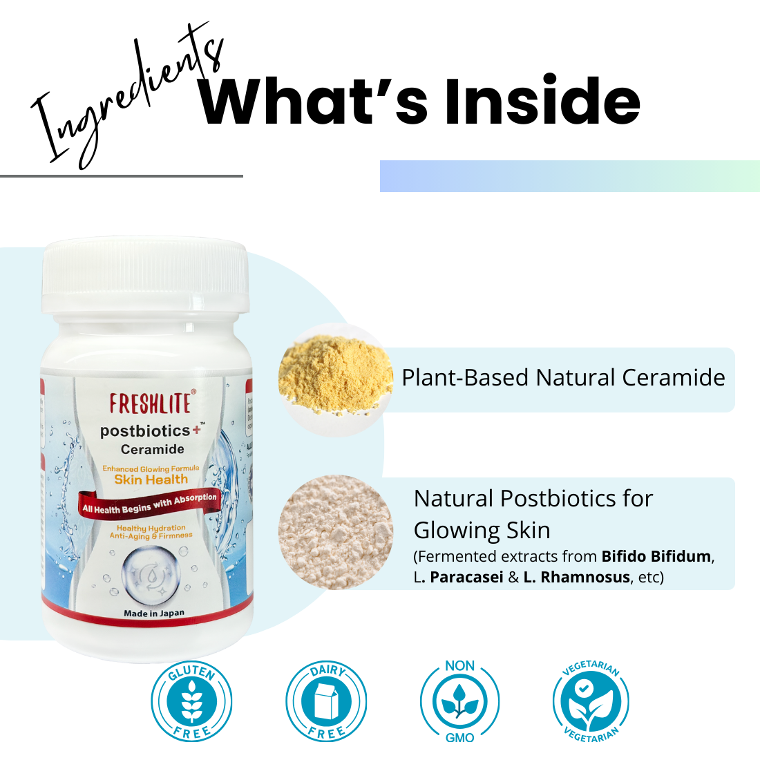 DAILY CLEAR SKIN CERAMIDE SUPPLEMENT - Premium Vegan Ceramide & Postbiotics For Acne, Dry & Sensitive Skin - Improves Hydration, Barrier & Elasticity | Helps Reduce Spots & Calm Irritation