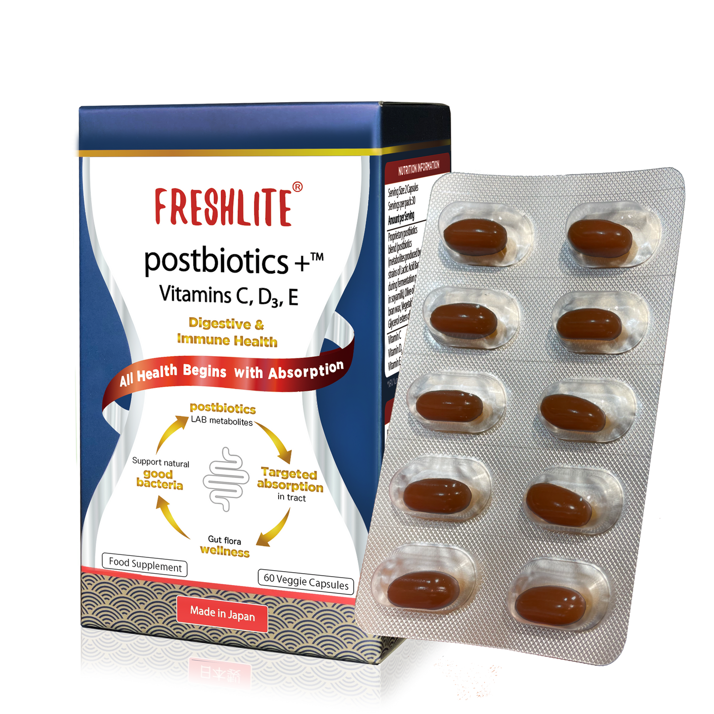 DAILY GUT HEALTH SUPPORT | High-Strength Vegan Postbiotics with Vitamins C, D3 & E | Effective Relief from IBS, Diarrhoea, Bloating & Irregularity | Advanced Digestive Support Beyond Pre & Probiotics