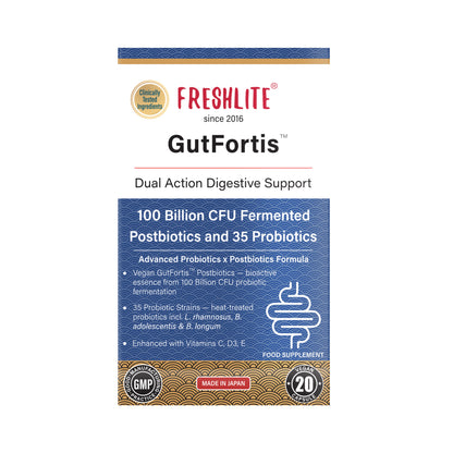 GutFortis™ | 100 Billion CFU Fermented Postbiotics & 35 Probiotics
