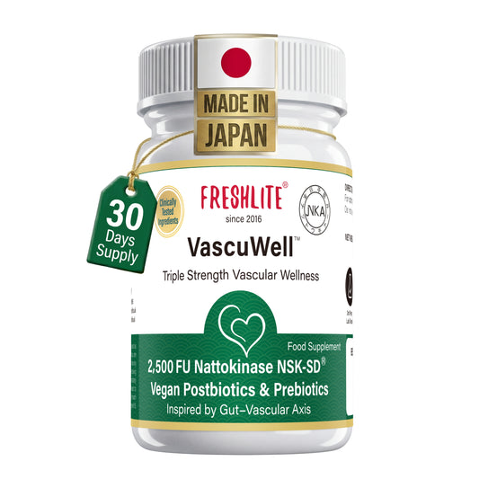VascuWell™ | 2,500FU Nattokinase NSK-SD®, Vegan Postbiotics & Prebiotics