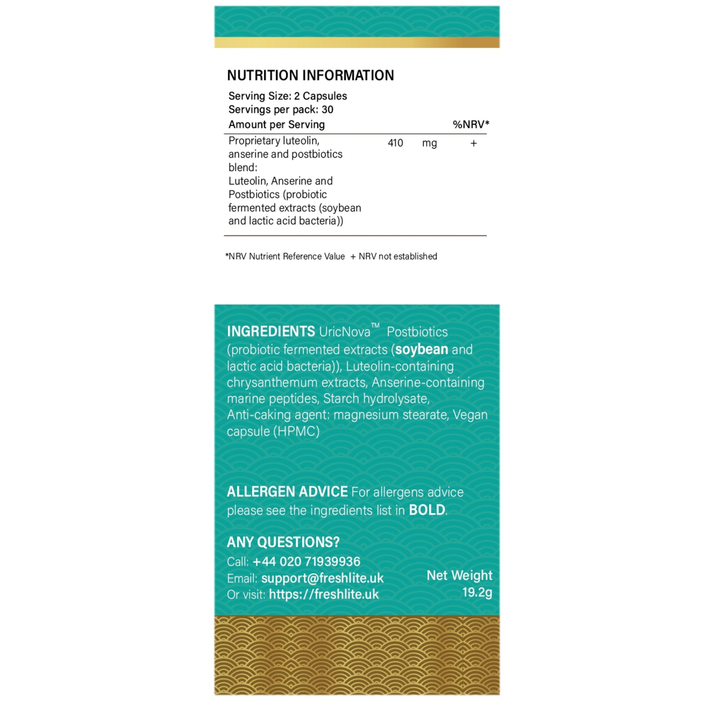 UricNova™ | 1,500mg Luteolin, Postbiotics & 7,500mg Anserine