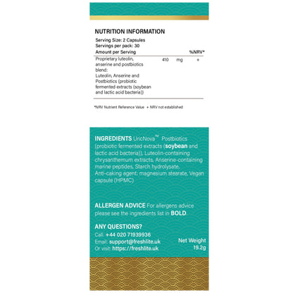 UricNova™ | 1,500mg Luteolin, Postbiotics & 7,500mg Anserine