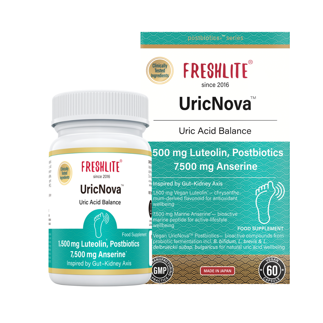 UricNova™ | 1,500mg Luteolin, Postbiotics & 7,500mg Anserine