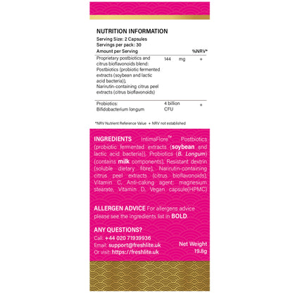 IntimaFlore™ | 120 Billion CFU Probiotics, Postbiotics & 1000 mg Citrus Bioflavonoids